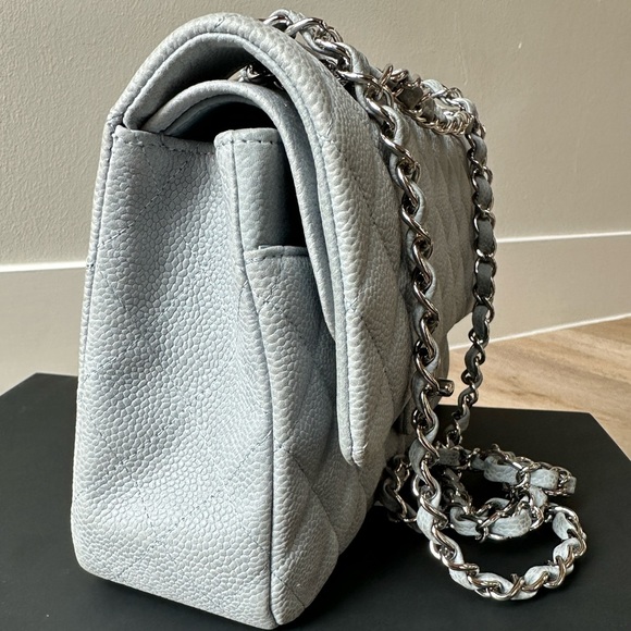 CHANEL Small Classic Handbag (Dove Grey | Light Blue with silver hardware) - Picture 7 of 10